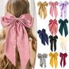 Women Long Ribbon Hair Bows Barrettes Clips Large Bows Hair Clip Vintage Accessories