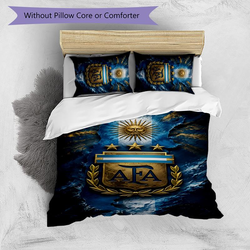 3pcs Argentina Football pattern bedding set duvet cover set includes duvet cover &pillowcases,perfect all season bedroom decoration&gift