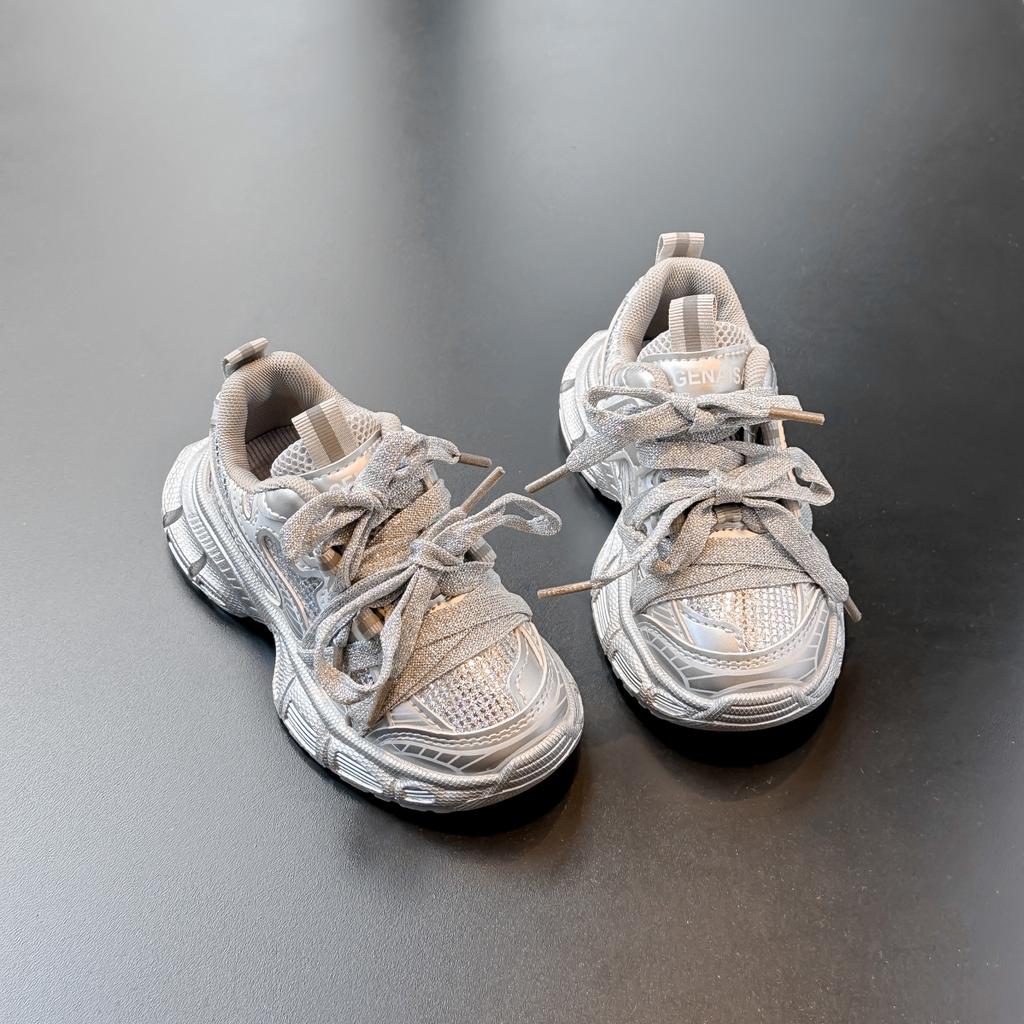 Обувь для девочек 2025 осень новая детская со стразами кроссовки папины кроссовки для мальчиков спортивная обувь для детей среднего и старшего возраста легкие кроссовки для бега