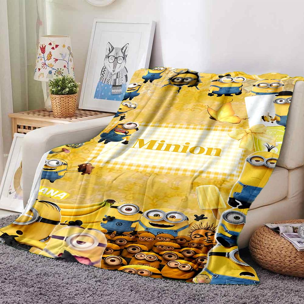 Minion Yellow Adventure Blanket Soft Throw Blanket For Home Bedroom Bed Sofa Travel Office Solid Christmas Blanket