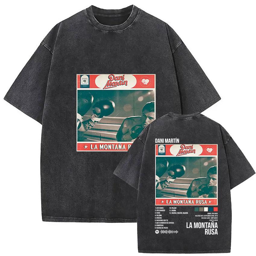 Rapper Dani Martin Lo Que Me De La Gana Tour Vintage Washed T Shirts Men Women Pop Fans Fashion Clothing Oversized Tshirt