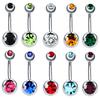 10 шт. Пирсинг пупка из нержавеющей стали, серьги для пупка, готические пирсинги с драгоценными камнями, пирсинг омблиго, панк, украшения для тела, для женщин, мужчин