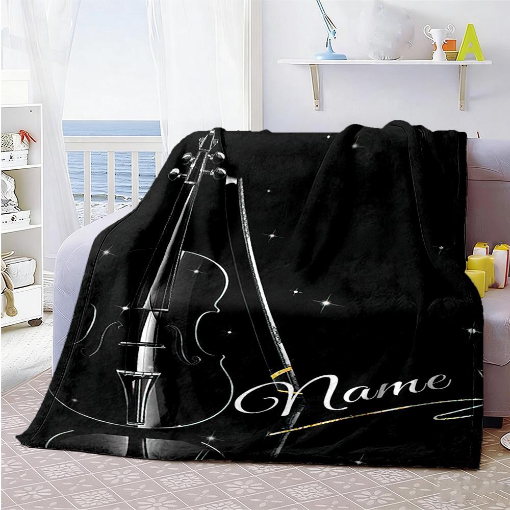 Violin3334 Personalized Name Blanket Multi-purpose Customizable Blanket Comfortable Great for Bed Sofa Chair Living Room All-Season Use