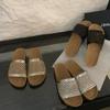 Модные Стильные Минималистичные Сандалии на Одной Лямке, Шлепанцы Женские Однотонные Летние Новые Уличные Повседневные Плоские с Открытым Носком Осень