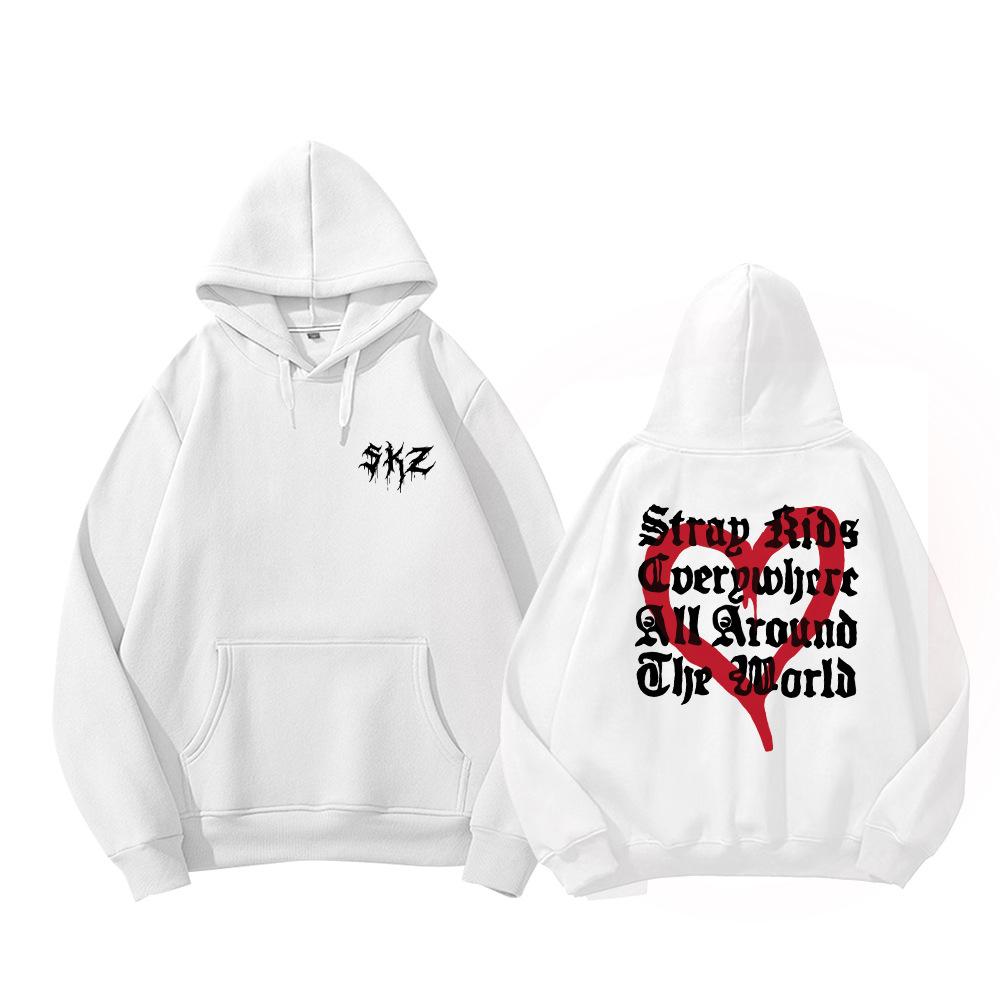 Stray Kids Худи с принтом альбома ATE - Унисекс, двусторонний пуловер с графикой, подписями участников и карманом-кенгуру, весенне-осенняя фанатская атрибутика