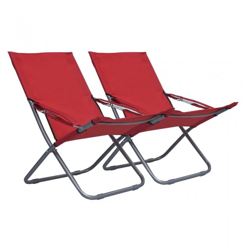 Day and Night - Day and Night Folding Beach Chairs 2 Units Red Fabric