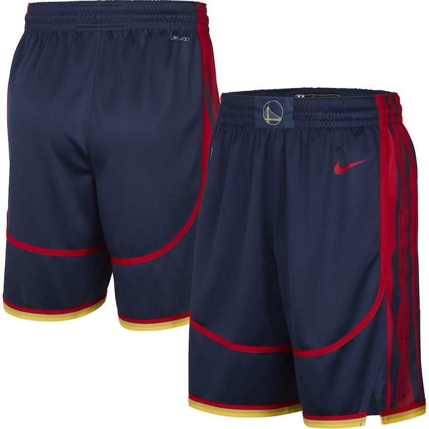 Nike Golden State Warriors Striped Logo Print Elastic Casual Shorts Men Shorts Navy-Blue FQ4406-419