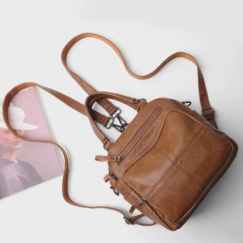 Women's 2025 Cross-Border Multifunctional Soft Leather Backpack: New Cowhide Casual Ladies Bag
