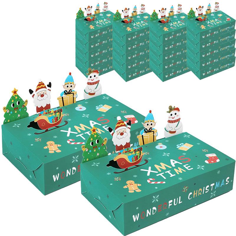 5/10Pcs Cartoon Christmas Candy Gift Box Kraft Paper Cookie Packaging Box 2026 Christmas Party Decor Xmas Navidad New Year 2026
