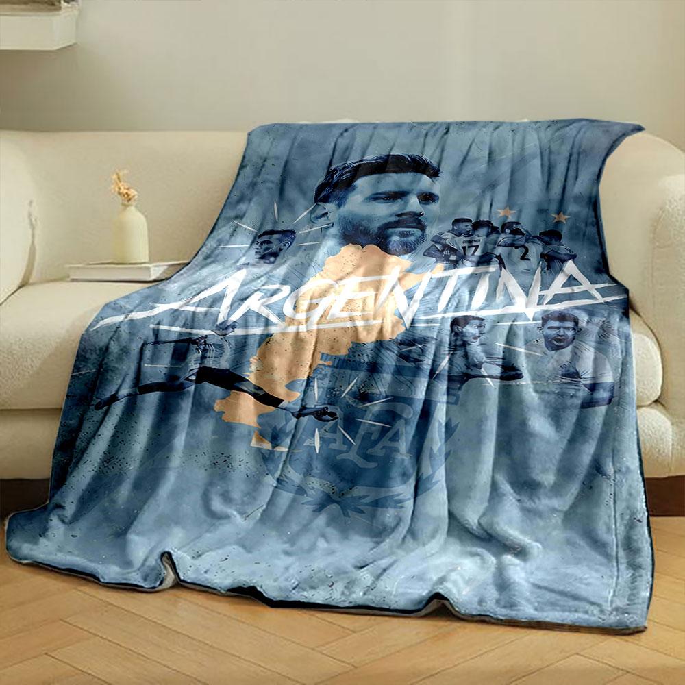 Illustration of Argentina's soccer team featuring players and national map. for all seasons blanket lunch break throw gift