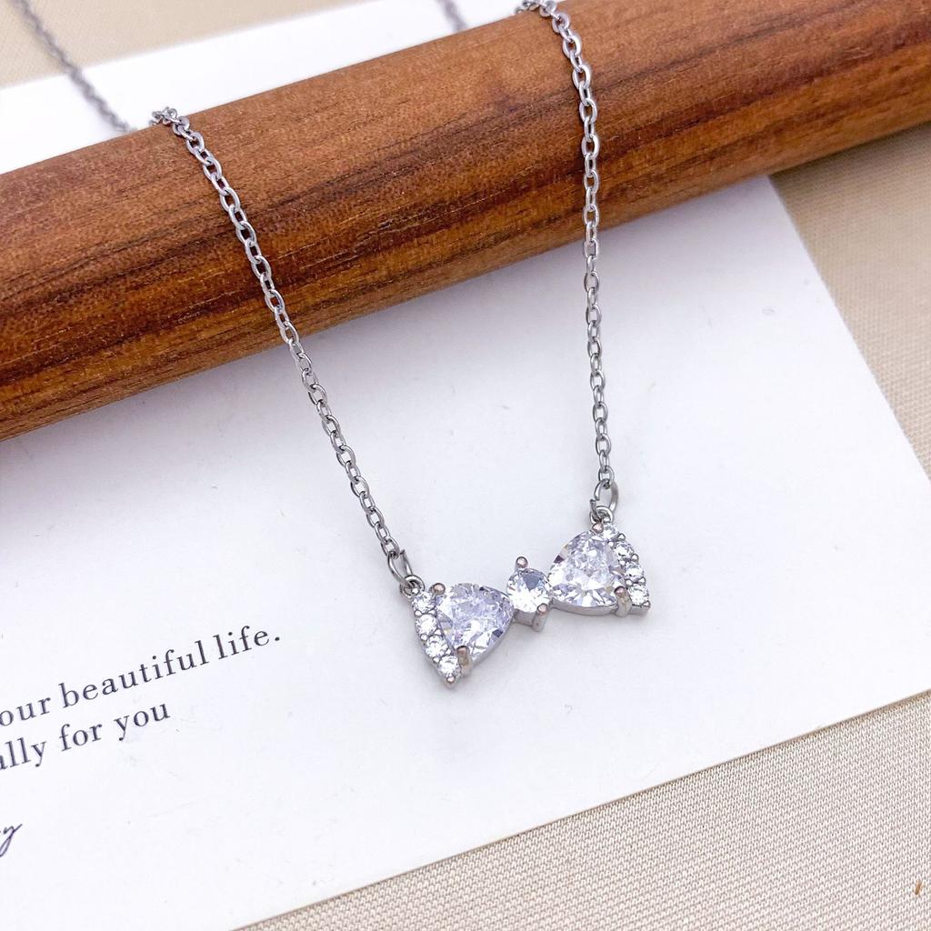 Necklace hot-selling bow necklace accessories temperament simple ins wind copper inlaid zircon fashion versatile accessories
