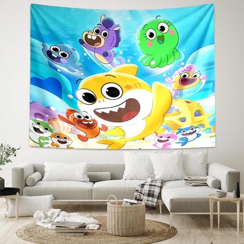 1pc Baby Shark Tapestry, Living Room, Bedroom, Office, Party Decor, Ideal Festive Gift