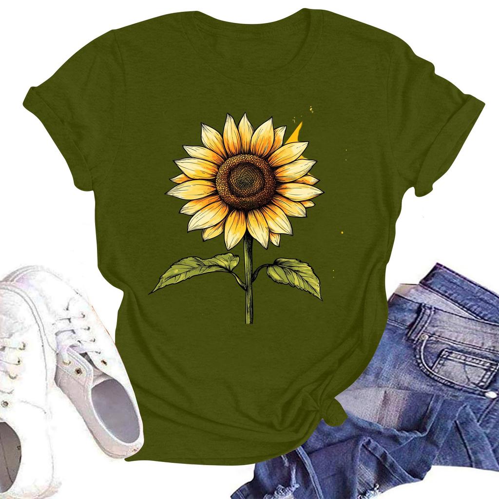 Женская повседневная свободная футболка с принтом, круглый вырез, пуловер, короткий рукав, топ