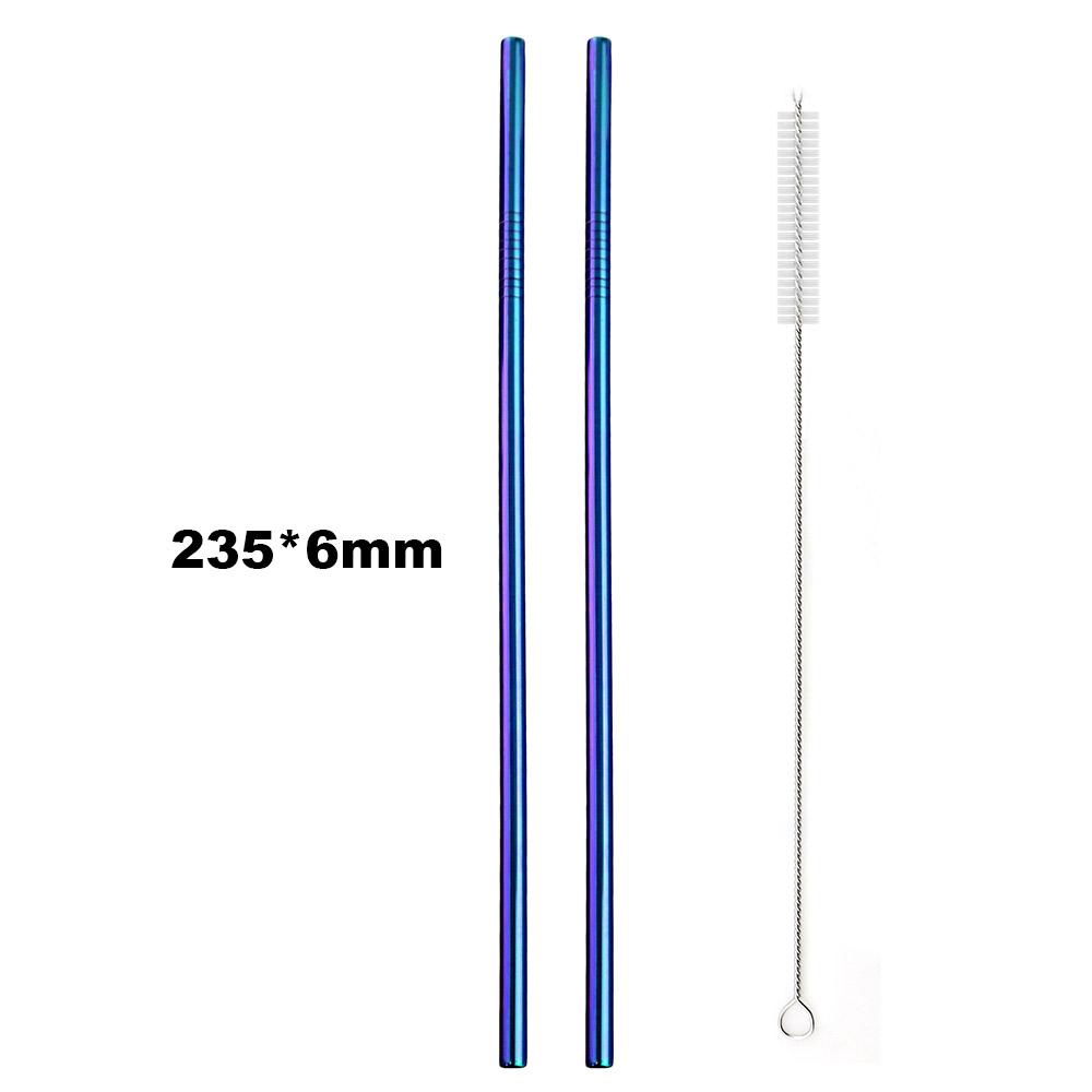Reusable Drinking Metal Straw Stainless Steel Colorful Rainbow Straw 16/19/21/23/26cm Straws Diameter 6/8/12mm With 1 Brush