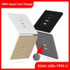 Universal 20W Super Fast Smart Charge Type C USB Port Glass Plastic Power Wall Socket Plug,Quick Charge Adapter Dual USB Socket