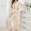 Women's 2 Piece Pajama Set Long-Sleeve Top with Bow And Long