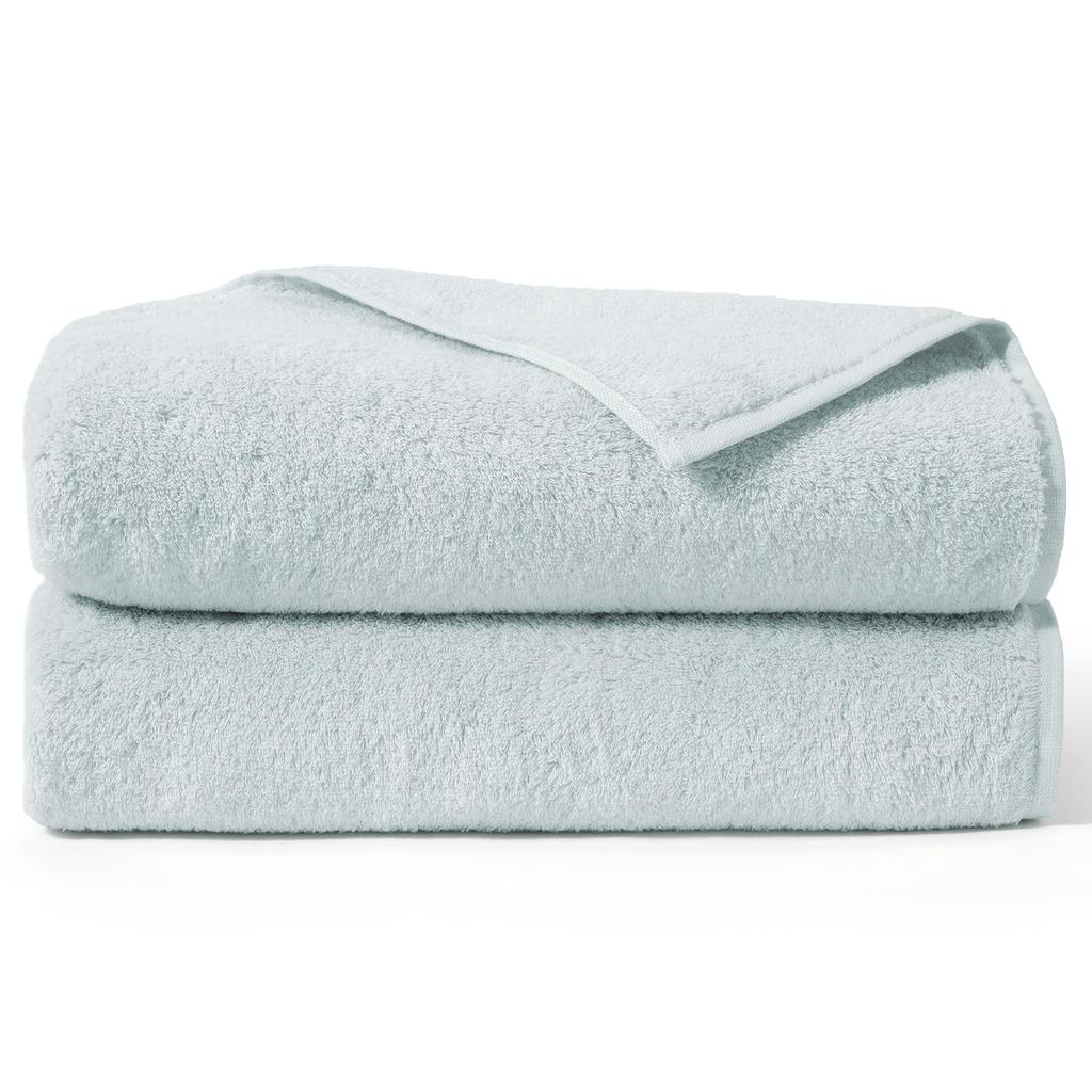 AIFY Resort Towel, Unspun Yarn Big Bath Towel, Set of 2, 100% Cotton, Fluffy, Hotel Quality, Absorbent, Quick-Drying, Thick, 70 x 140 cm, Light Green