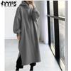 Women's Fashion Casual Fall Winter Solid Color Print Long Sleeve Hooded Long Hoodies & Sweatshirts