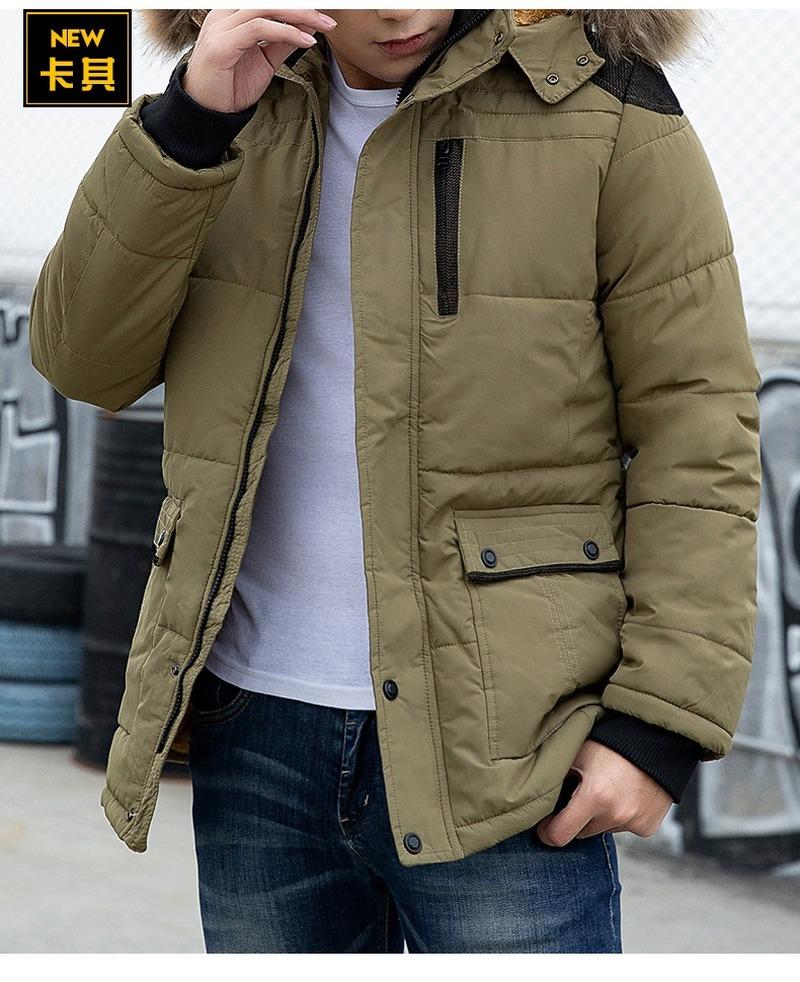 Autumn/winter Youth Casual Mid-length Cotton-padded Jacket Men's Winter Plus Velvet Padded Jacket Jacket Cotton-padded Jacket Trendy Men