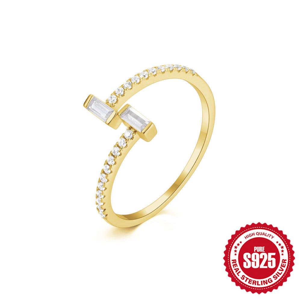 S925 Sterling Silver Ring Women'S Light Luxury Niche Design Sense Geometric Twist Zircon Ring Fashion Open Index Finger Ring