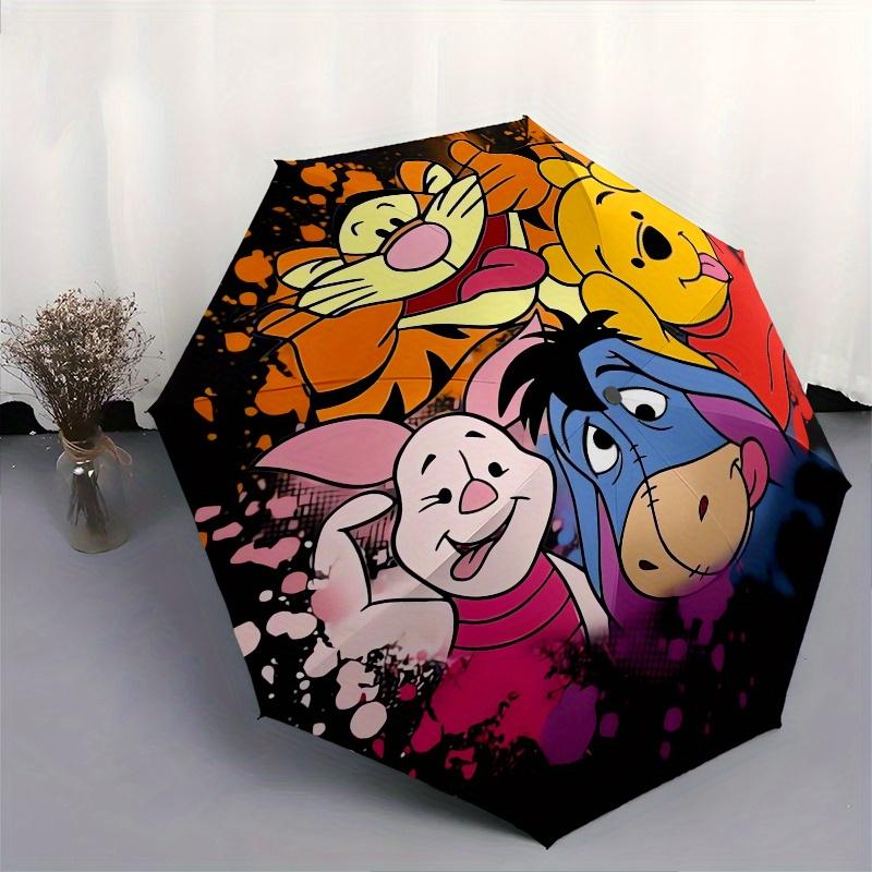 Tiger,Piglet,Eeyore Theme Automatic Compact Folding Cute Umbrella - Portable and Durable, 8-Bone Iron Umbrella for All Weather0707098