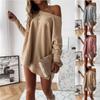 Women's Fashion T-Shirt Off Shoulder Slash Neck Sexy Top Loose Long Sleeve Tees