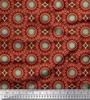 Красная японская креп-сатиновая ткань Мандала с геометрическим принтом Ткань по метрам 42 дюйма