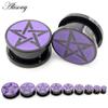 Alisouy 2PCS Stainless Steel Purple Star Screw Round Ear Gauges Tunnel Plug Expander Stretcher Earrings Piercing Body Jewelry