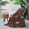 Red Green Buffalo Plaid Snowflake Christmas Flannel Blanket, Snowy Plaid Print Soft Throw Blanket for Sofa Bedroom Winter Xmas Decoration