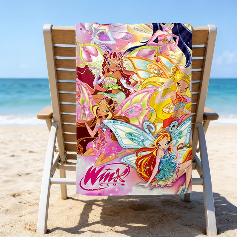 Ultra-Soft Beach Towel with Winx Club Theme,Ideal for Pool - Camping, Diving - Perfect Travel Essential, Vibrant Beach Towel.