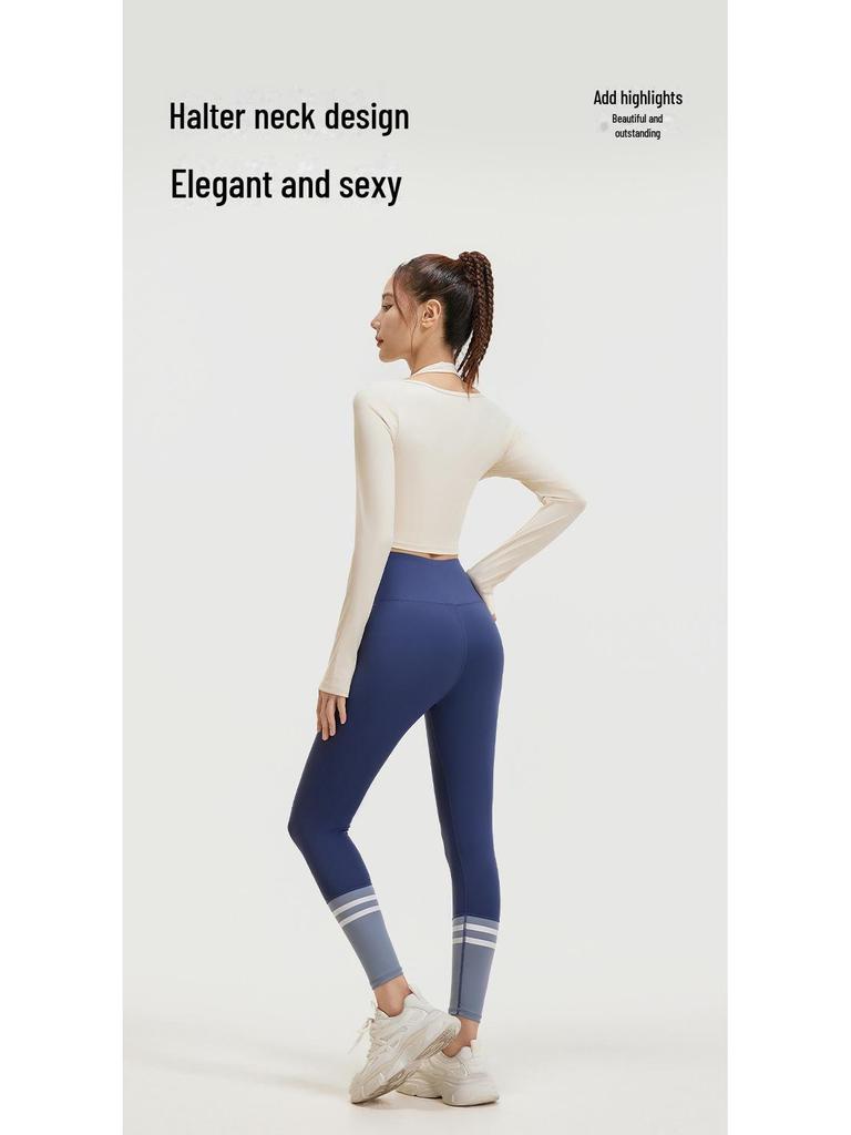 Juyitang Peach Halter Neck High-Intensity Yoga Top - Bra-Free Sports Suit