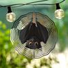 Metal Rotating Wind Chime Inverted Bat Pattern Spiral Hanging Garden Decor Art Craft Windmill Two Way Rotatable Outdoor