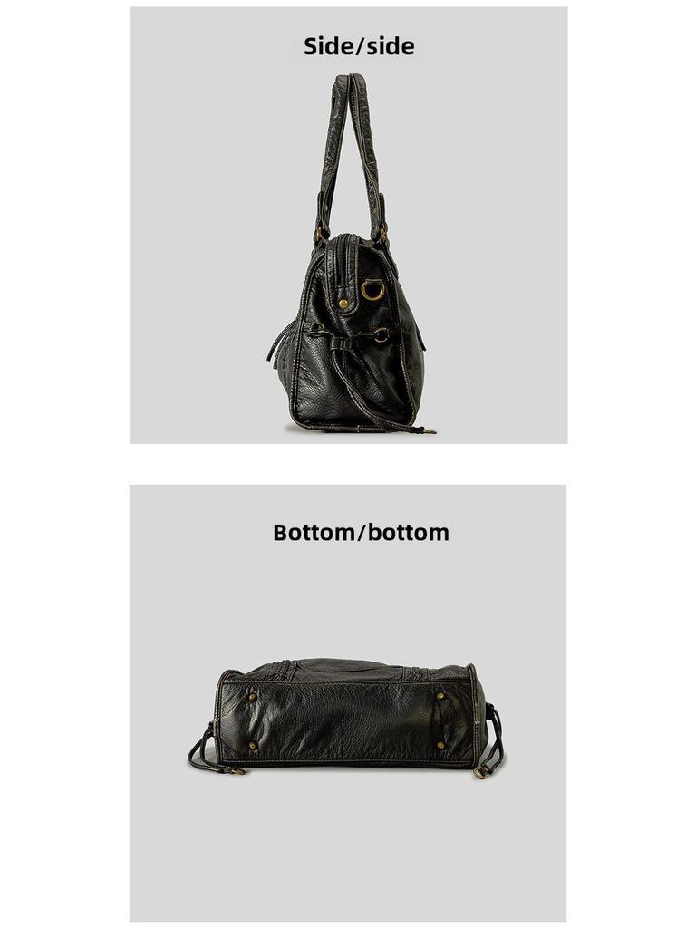 Y2K Retro Motorcycle Large-Capacity Handbag - Wasteland Style Women's Shoulder Tote Messenger Bag