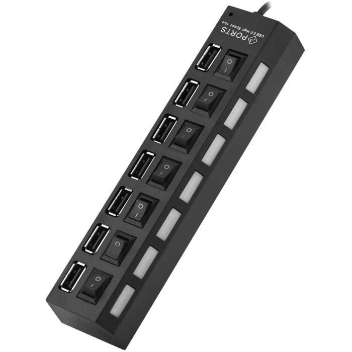 USB 2.0 Хаб 7 портов USB Сплиттер Адаптер Несколько USB портов Высокая скорость 480 Мбит/с[360]