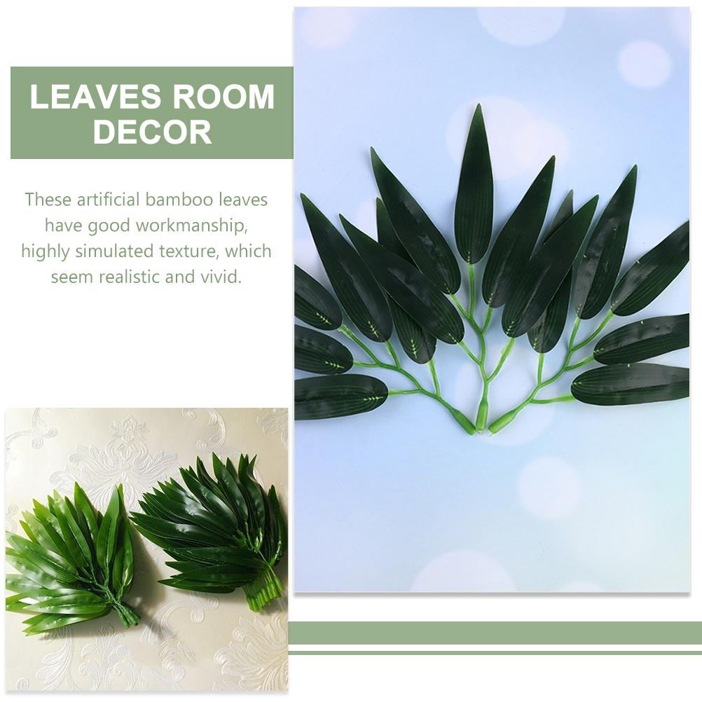 30 Pcs Simulated Bamboo Leaves Leaf Decor Plant Room Plastic Lifelike Arrangement Ornaments