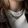 1 PC Zinc Alloy Heart Cuban Chain Necklace For Women, Vintage Statement Choker Jewelry