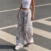 Подростковая мода 2025 Камуфляжный принт Эластичная талия Широкие брюки