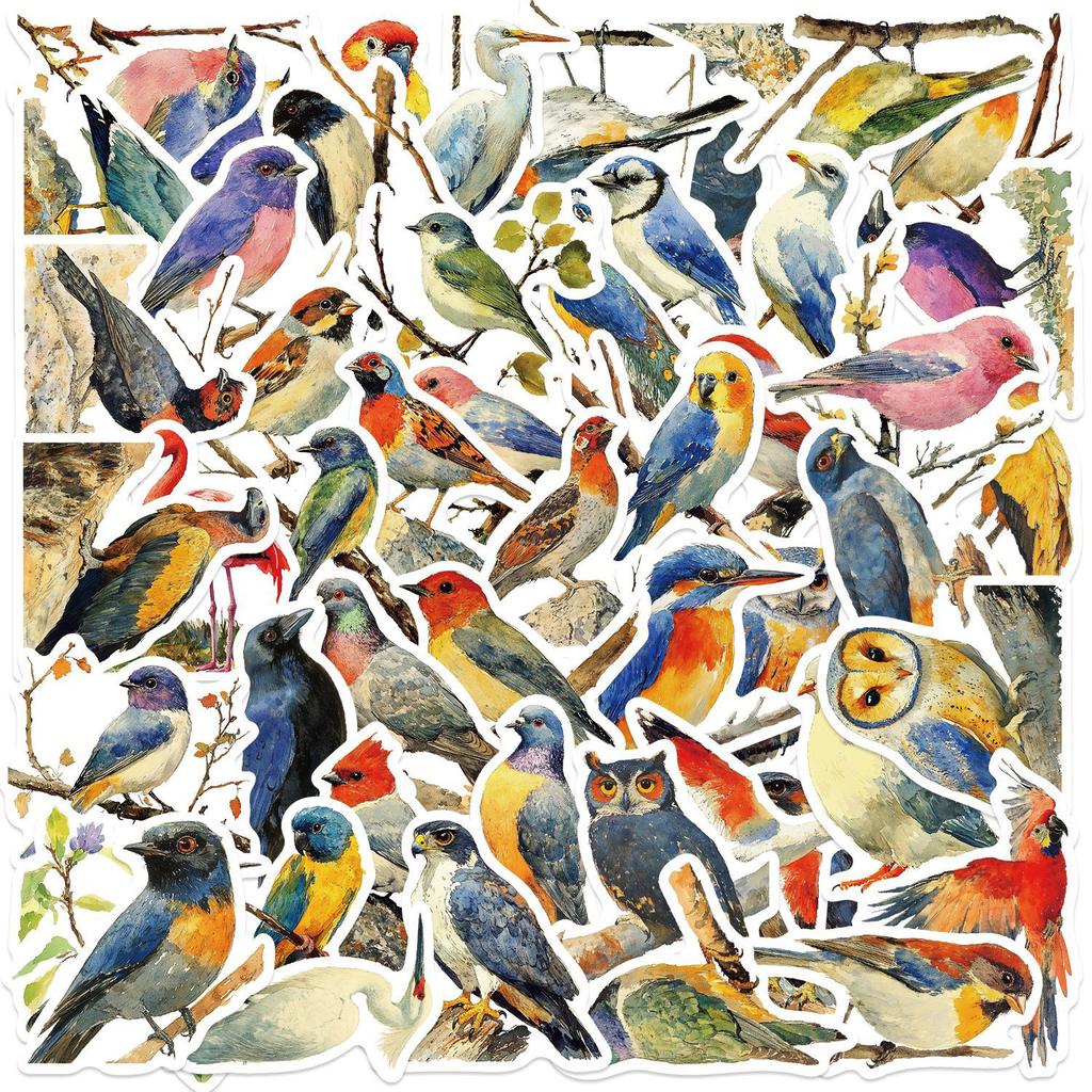 50Pcs/Set Colorful Birds Series 03 Waterproof Stickers DIY Fashion Doodle Decals Stickers