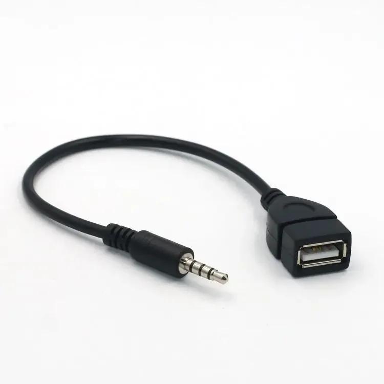 3,5 мм автомобильный AUX аудиокабель к USB аудиокабелю Автоэлектроника для воспроизведения музыки Черный автомобильный аудиокабель USB-преобразователь для наушников