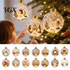 Festive Home Desktop Decorations Lighted Christmas Ornaments, 3D Miniature Scene Hanging Balls with Warm LED Light, Cute Indoor Decor Reindeer Penguin