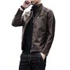 Мужская кожаная куртка с воротником-стойкой, новые осенние и зимние топы, мужская утолщенная рабочая куртка из бархата