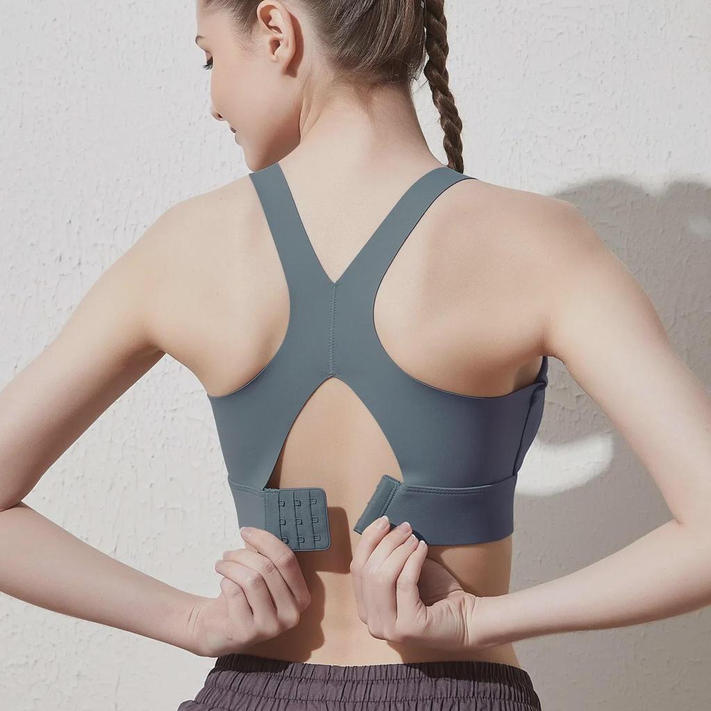 Женский бесшовный спортивный бюстгальтер с накладкой на грудь: Противопровисающая, ударопрочная, сборчатая конструкция для бега и фитнеса