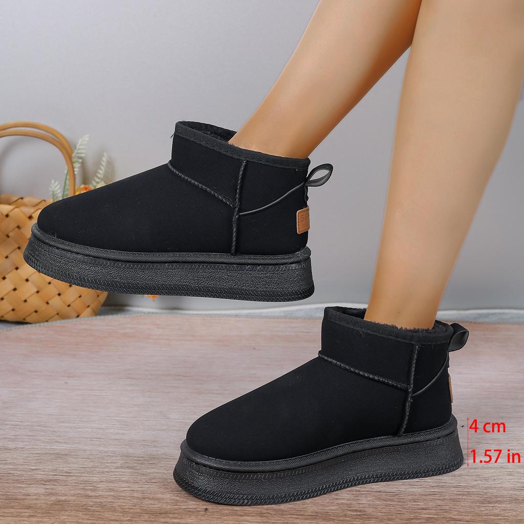 Women Winter Short Plush Warm Snow Boots Casual Shoes New Suede Fur Chelsea Ankle Boots Flats Platform Ladies Shoes Botas