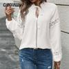 Spring and Autumn Women's Long Sleeve Blouse Patchwork Jacquard Shirt