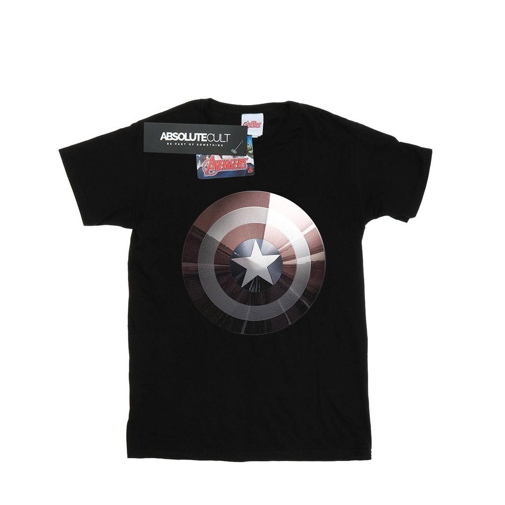 Marvel Womens/Ladies Captain America Shield Shiny Cotton Boyfriend T-Shirt
