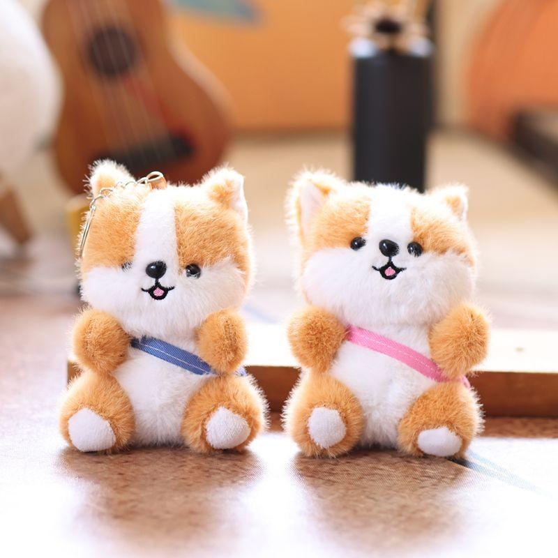 Animal Plush Corgi Dog Pendant With Short Plush Material For Bag Decor Accessories