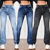 Women Stretch Denim Jeans High Waist Slim Straight Pants Ladies Long Casual Jean Pant
