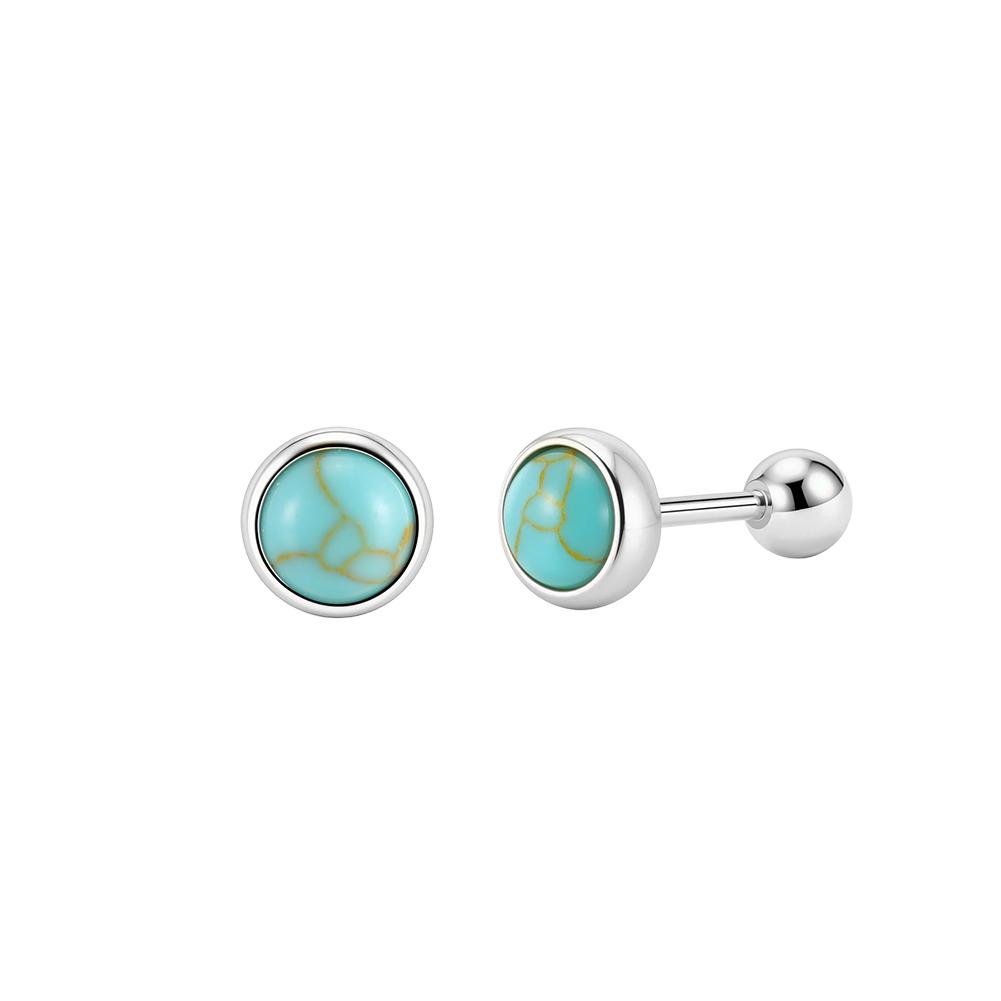 ORSA JEWELS Элегантные серьги из стерлингового серебра 925 пробы с натуральным бирюзой для женщин Изящные ювелирные изделия с драгоценными камнями Подарок на день рождения GME52