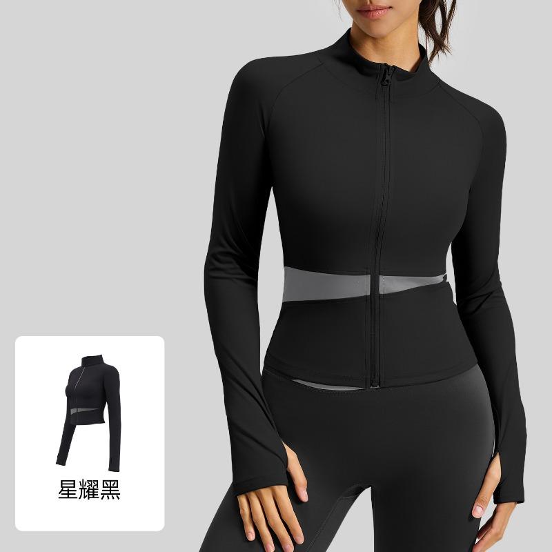Women S Color Block Yoga Jacket Slim Fit Long Sleeve Workout Top