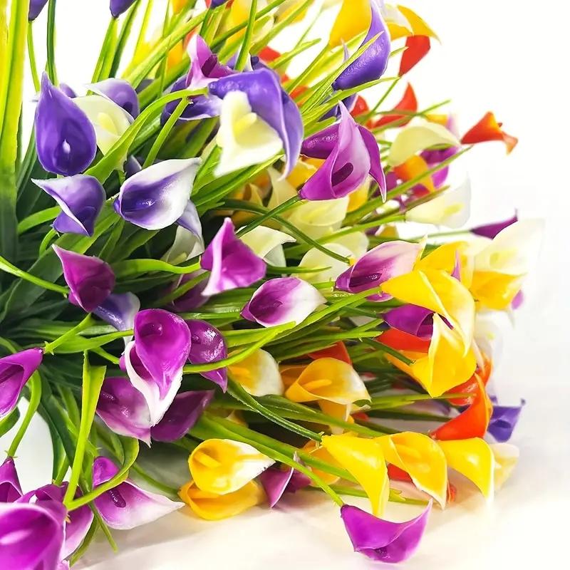 5PC Artificial Flowers Color Calla Lily Fake Flowers For Outdoor Garden Patio Outside Window Yard Office Home Desk Room